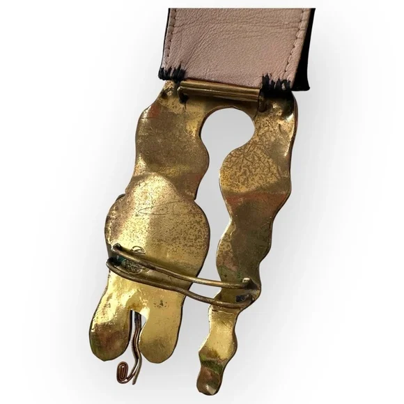 Vintage MCM Hubert Harmon Mayo Mexico Enamel Brass Brutalist Belt Buckle - Picture 6 of 11